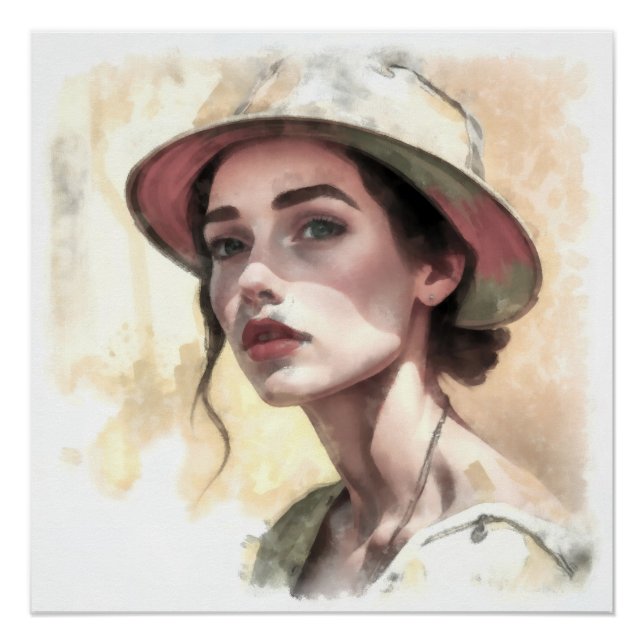 Pôster Portrait d'une femme au chapeau.  (Frente)