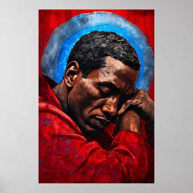 Poster Porträt eines Emotionalen Schwarzen Mannes (Frente)