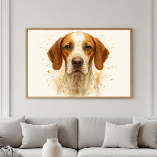 Poster Portrato de Aquarela do Cachorro Ponteiro