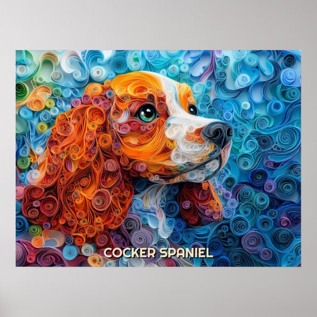 Poster Portrato de Cachorro de Arranjo em Cocker Spaniel (Frente)