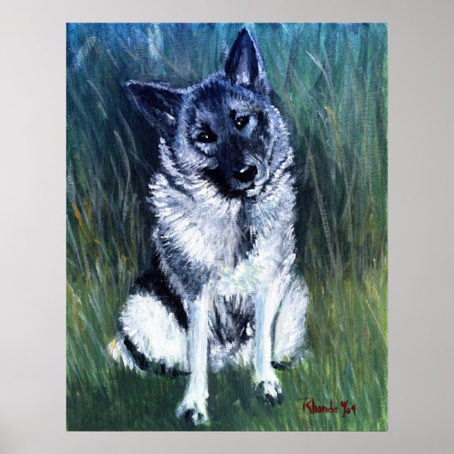 Pôster Portrato de Cão Elkhound Norueguês (Frente)