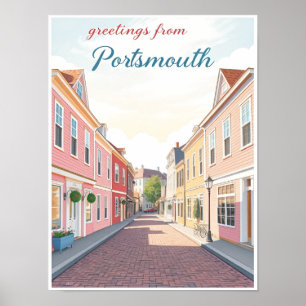 Poster Portsmouth, New Hampshire – Ruas Coloniais
