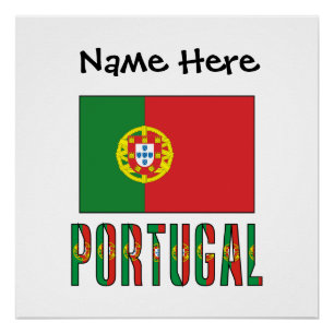 Pôster Portugal e Bandeira de Portugal com o Seu Nome
