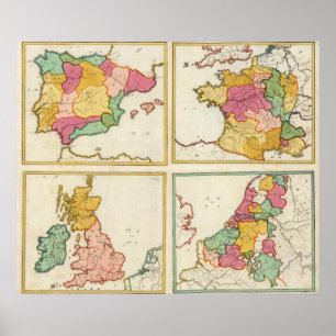 Poster Portugal, espanha, Alemanha, Inglaterra, Scottland