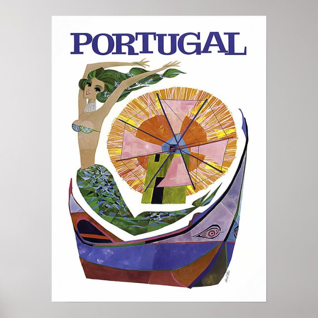 Poster Portugal, mistura de atrações turísticas, colheita (Frente)