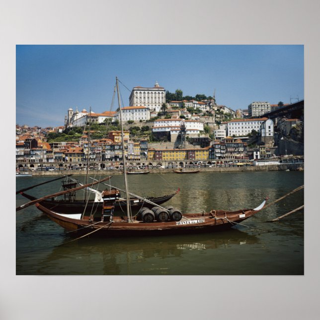 Pôster Portugal, Porto, Boat With Wine Barrels (Frente)
