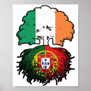 Poster Portugal Portugal Irish Tree Roots Flag