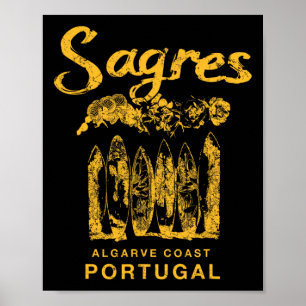 Poster Portugal Sagres Surfismo Retro
