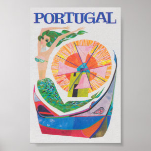 Poster Portugal, Sereia, Viagens vintage retrógrada colo