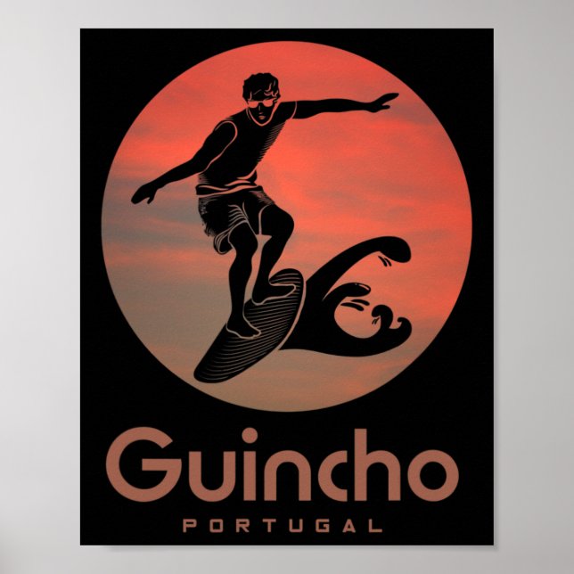 Poster Portugal Windsurf Praticantes de Surf Praia Do Gui (Frente)