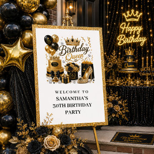Poster Pos de Boas-Vindas à Rainha do Aniversário Glam Bl