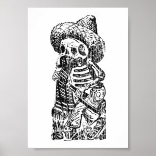 Poster Posada Calavera com Bigode e Tequila