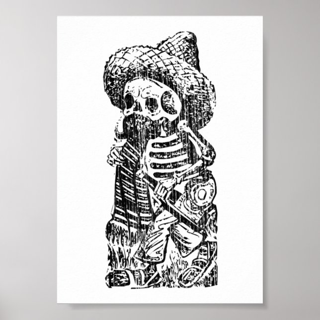 Poster Posada Calavera com Bigode e Tequila (Frente)