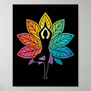 Poster Pose de Yoga Chakra Árvore Silhueta Lótus Lança Me