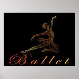 Poster Pose Graciosa de uma Bailarina de Arte Linear dour