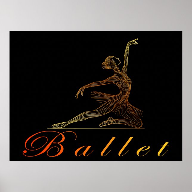 Poster Pose Graciosa de uma Bailarina de Arte Linear dour (Frente)