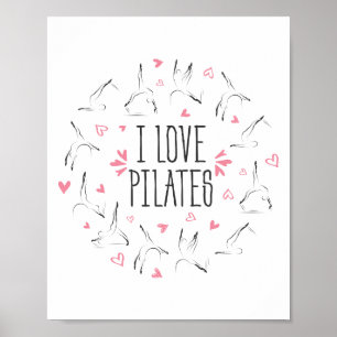 Poster Poses de Pilates na forma de um círculo