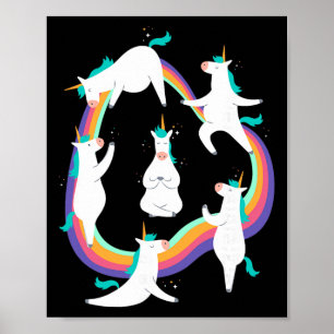 Poster Poses de Saudação ao Sol de Yoga de Unicórnio Meme