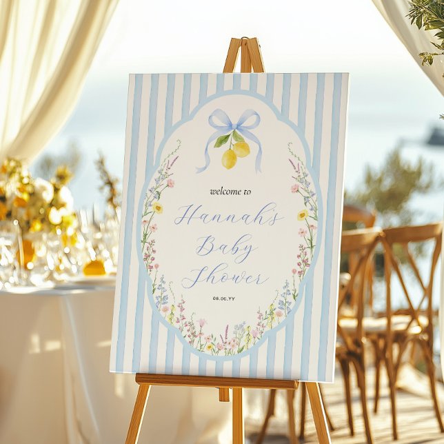 Poster Posey Wildflower Blue Bow Baby Shower Welcome (Criador carregado)