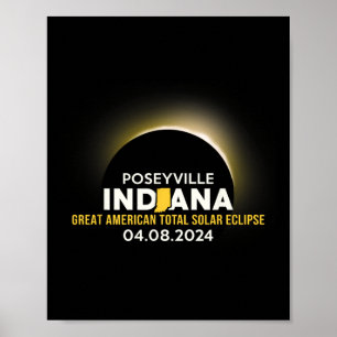 Poster Poseyville Indiana no Eclipse Solar Total de 2024