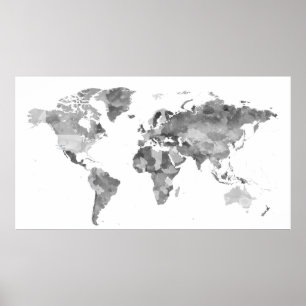 Poster Posicionador de mapas do mundo preto e branco extr
