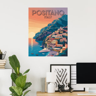 Poster Positano Itália Viagem Vintage