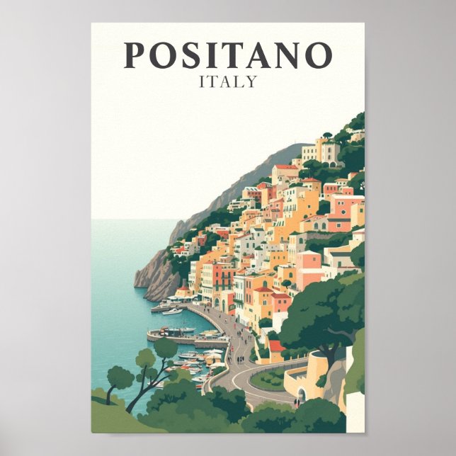 Poster Positano, Italy Town Vintage  (Frente)