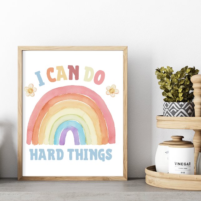 Poster Posso fazer coisas duros - Crianças Afirmações Pos (I can do hard things. Positive Affirmation for kids, #nursery #nurserydecor #positiveaffirmation)