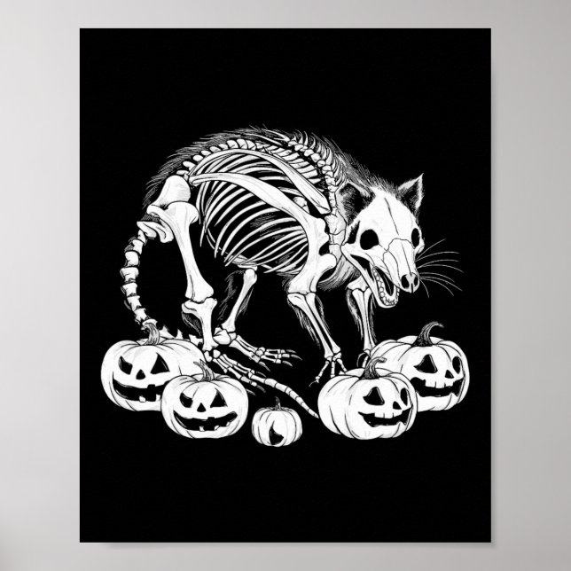 Poster Possum Skeleton Birthday Halloween Mens Meninas Cr (Frente)
