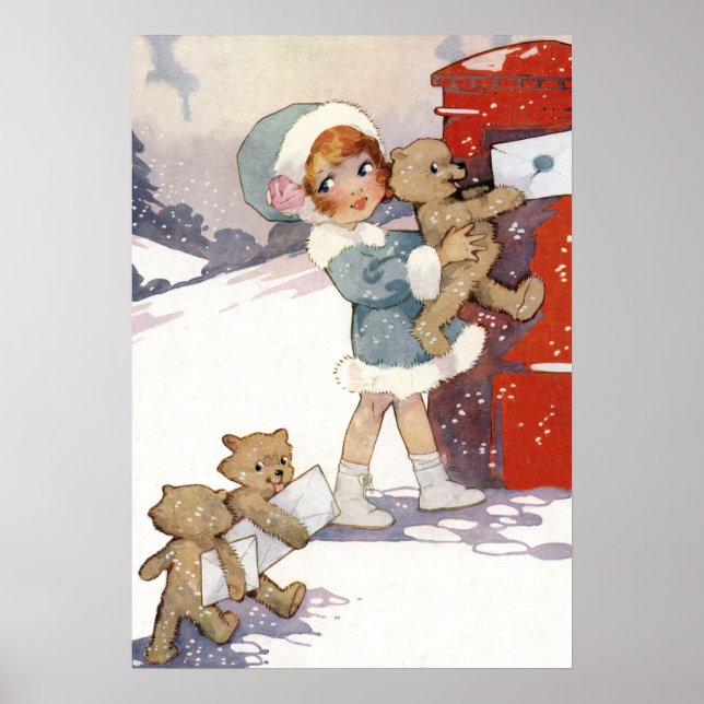 Poster Postando Cartas de Natal de Agnes Richardson (Frente)