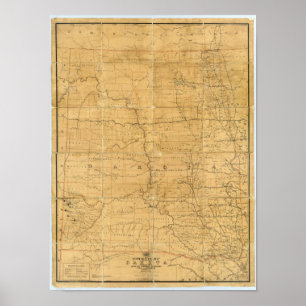 Poster Postar o mapa de rota do território de Dakota
