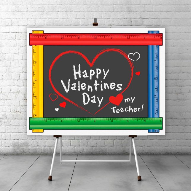 Poster Poste os desejos do dia do seu Namorados para o pr (Post Your Valentine’s Day Wishes for Teacher Poster! )