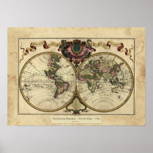 Poster "Poster 1720 do mapa de Guilherme DeLisle" Olde