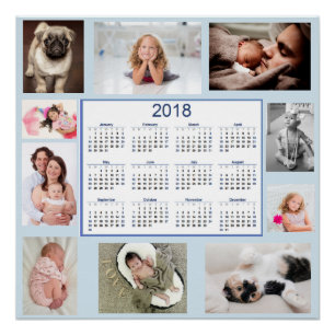 Pôster Poster 2018 personalizado do calendário das fotos