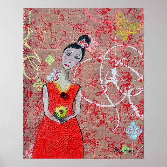 Poster Poster: Adeline em vestido vermelho (Frente)