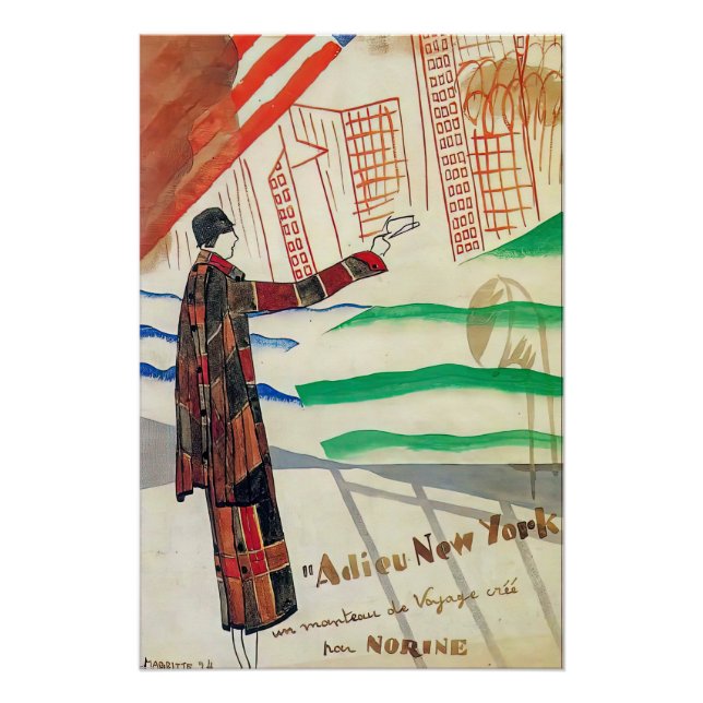 Pôster Poster Adieu Nova York por Rene Magaritte (Frente)