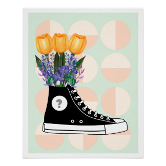 Pôster Poster aesthetic sneaker flowers soft grunge vibe