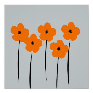 Pôster Poster alaranjado abstrato das flores das anêmona