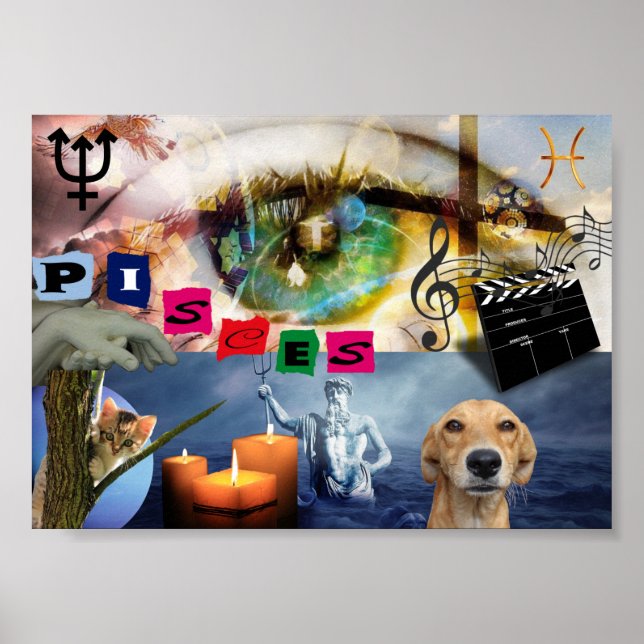 Poster Póster Apaisado Regalo Signo Zodíaco Piscis (Frente)