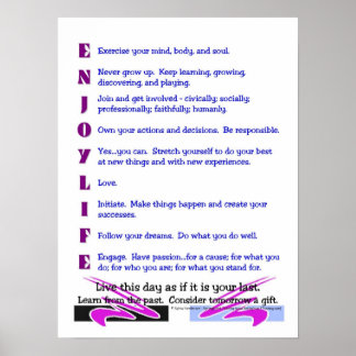 Pôster Poster: "Aproveite a vida"