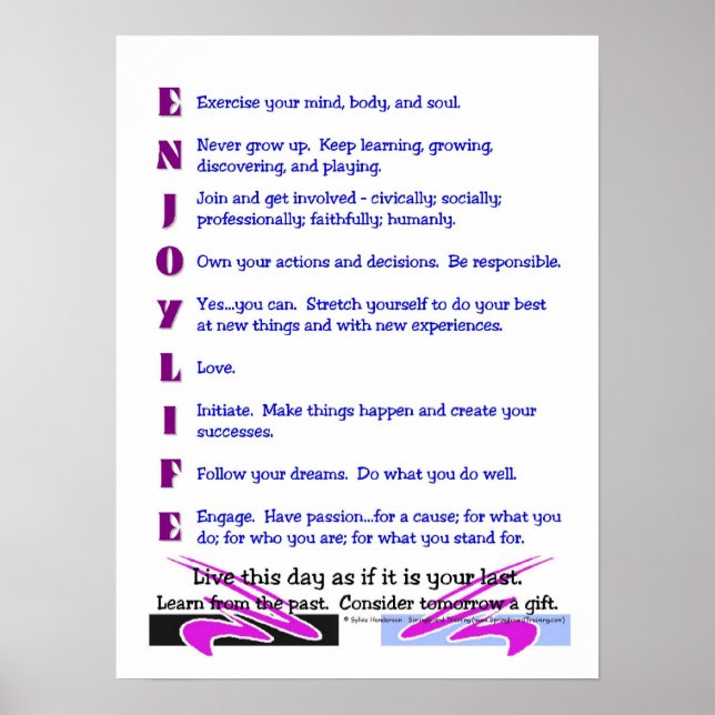 Pôster Poster: "Aproveite a vida" (Frente)