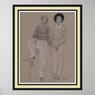 Pôster Poster, arte original de dois homens negros da déc
