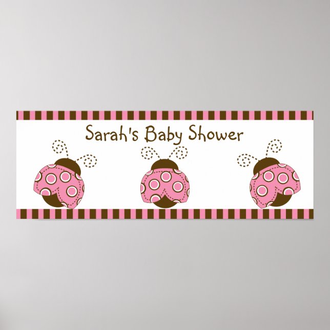 Poster Poster/Banner do Mod Ladybug Rosa & Castanho (Frente)