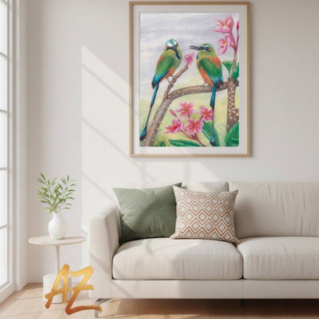 Pôster Poster Birds and rose flowers fine wall art Deco (Criador carregado)
