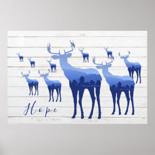 Poster Poster-Blue Deer-Hope