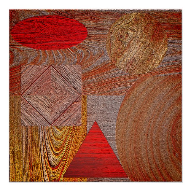 Pôster Poster  Bois - formes géométriques texturées (Frente)