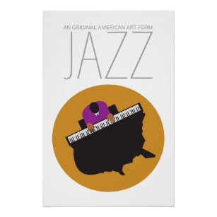 Pôster Poster branco americano Jazz brilhante