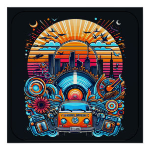 Pôster Poster brilhante da vida na cidade