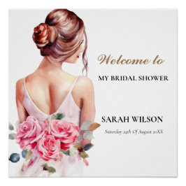 Pôster Poster brilhante de Casamento Cor de Água Rosa Mod