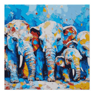 Pôster Poster brilhante de elefante